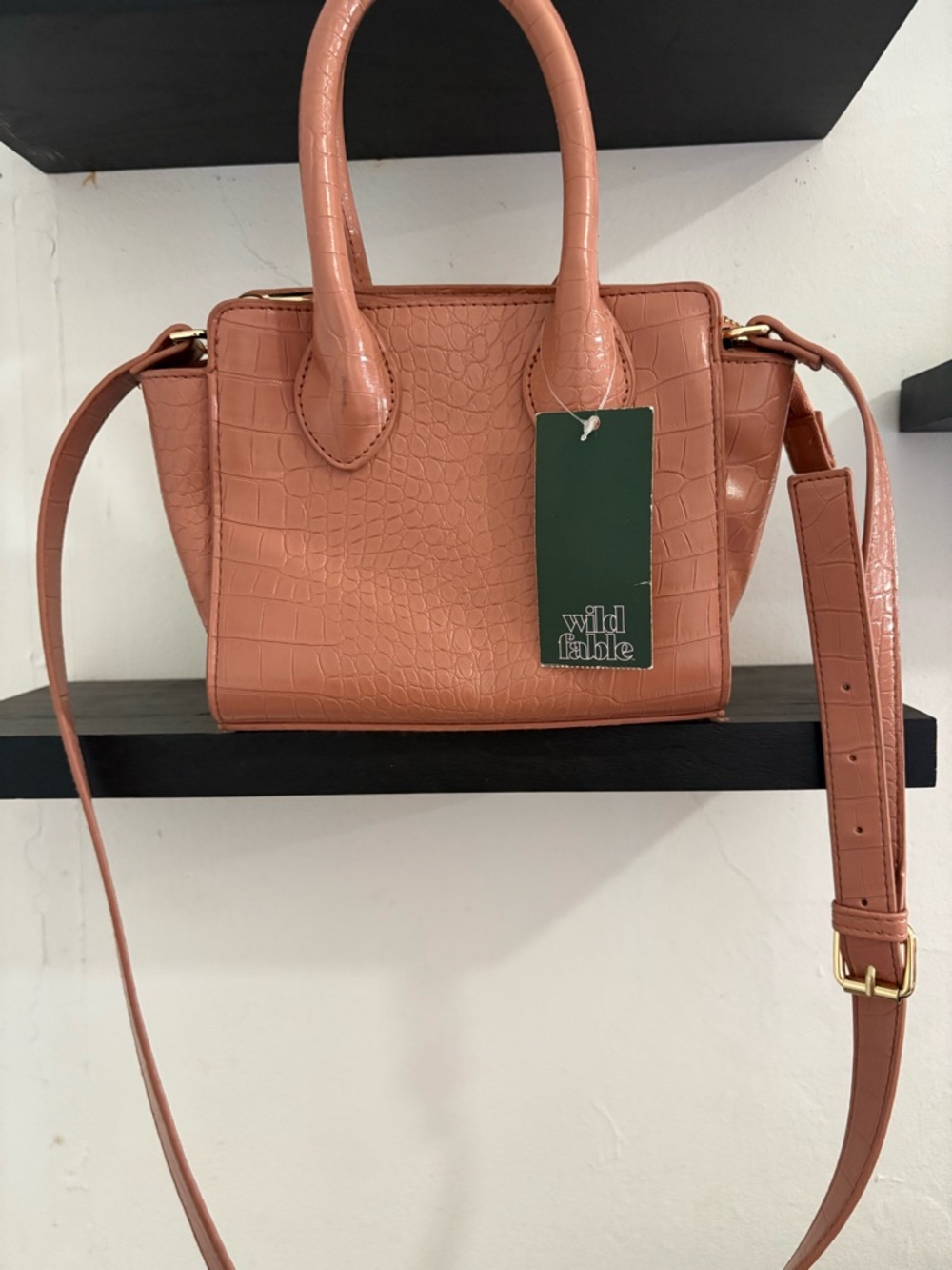 wild fable Croc-Embossed Mini Satchel in Rose Tan